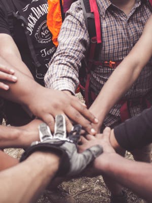 People Doing Group Hand Cheer