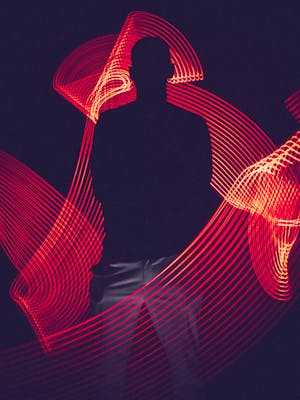 Red Led Light With Silhouette Of A Man